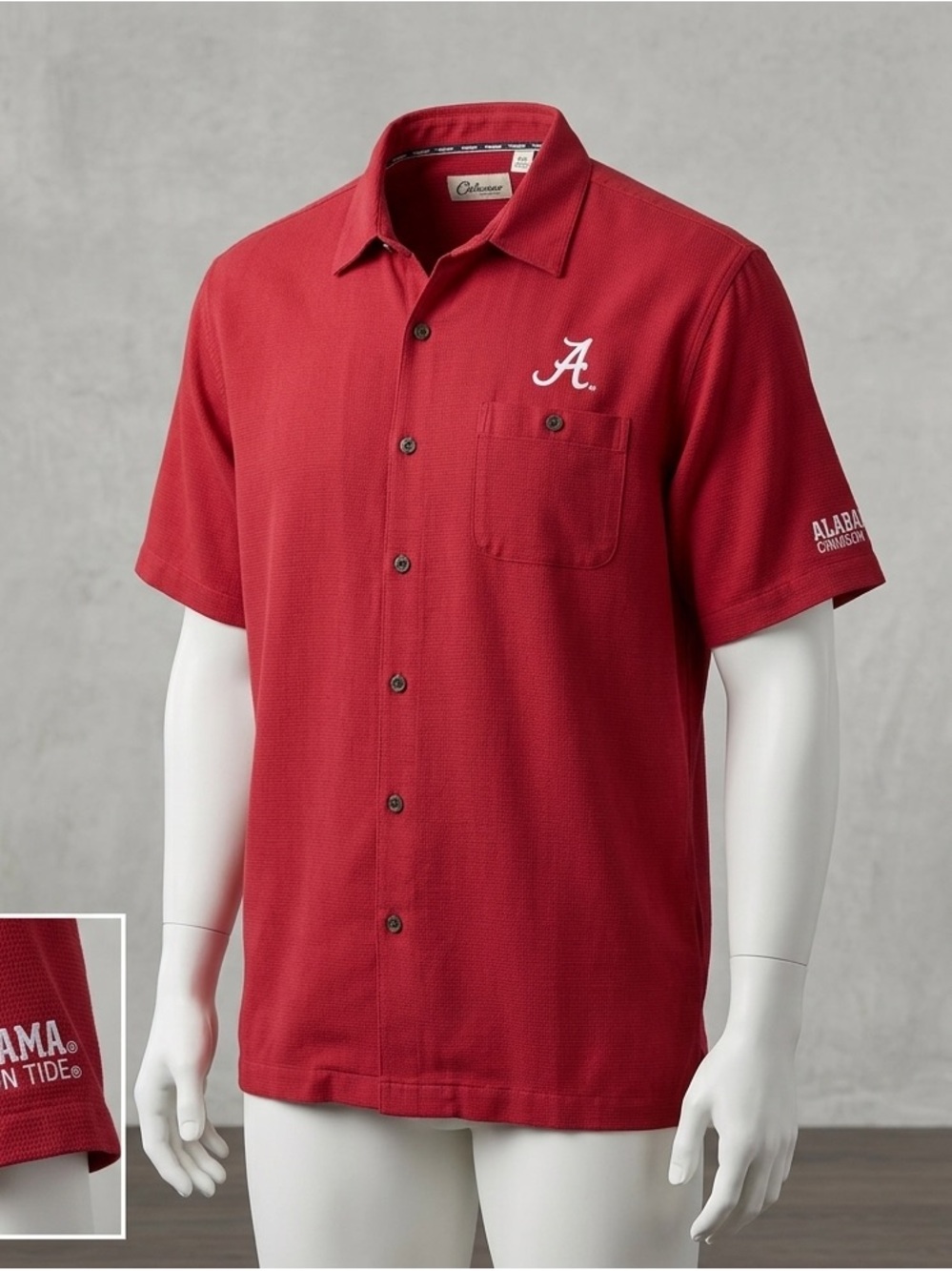 Chiliwear XXL Alabama Short-Sleeve Button-Down Shirt - Crimson Red